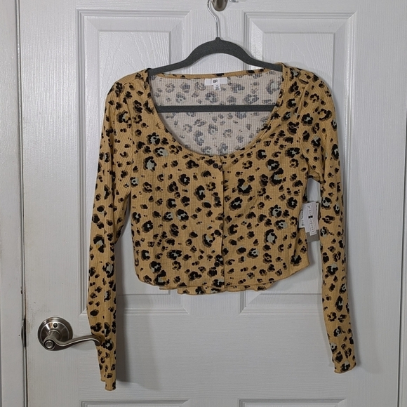 NWT Nordstrom BP Crop Ribbed Beige Leopard Print Cardigan and Cami Set Size Med‎ - Picture 6 of 9